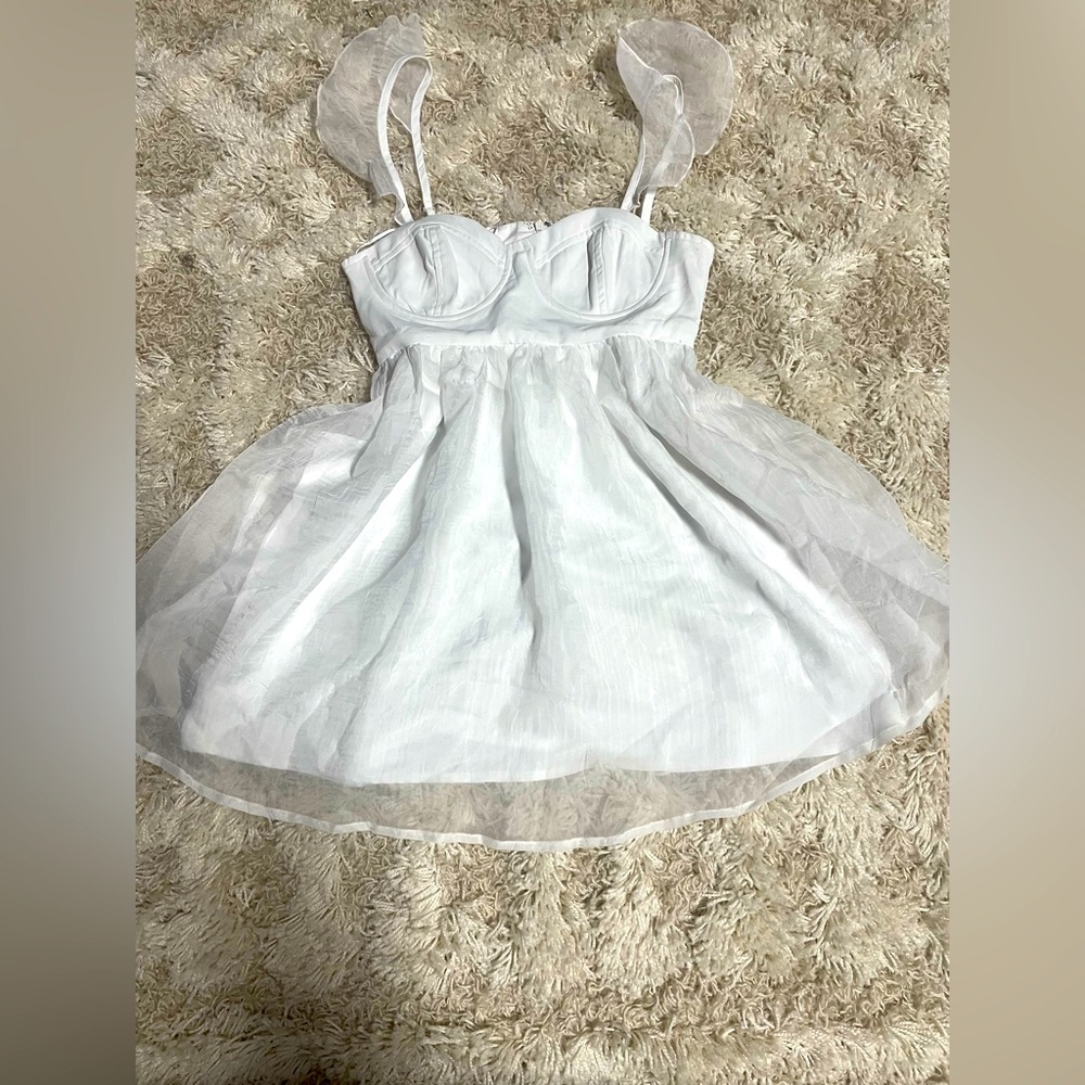 White Sheer Overlay Dress
